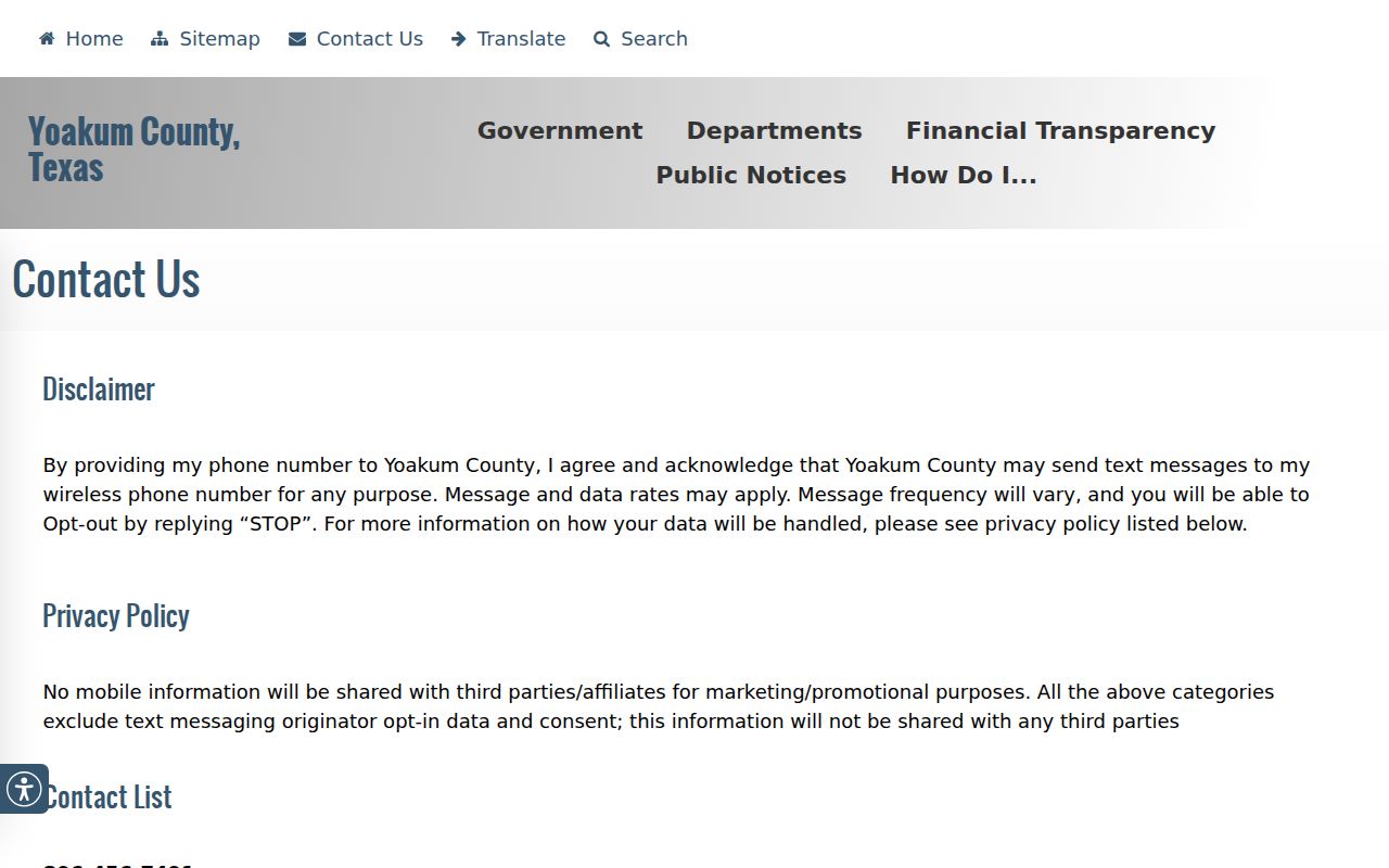 Yoakum County warrant search: County contact directory extensions