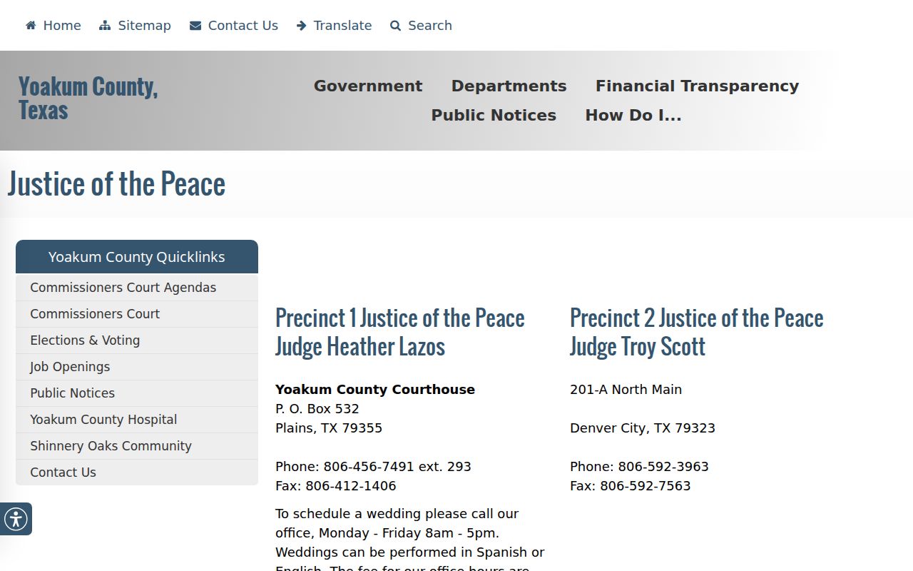 Yoakum County bench warrants: JP Precinct 1 and 2 court contacts