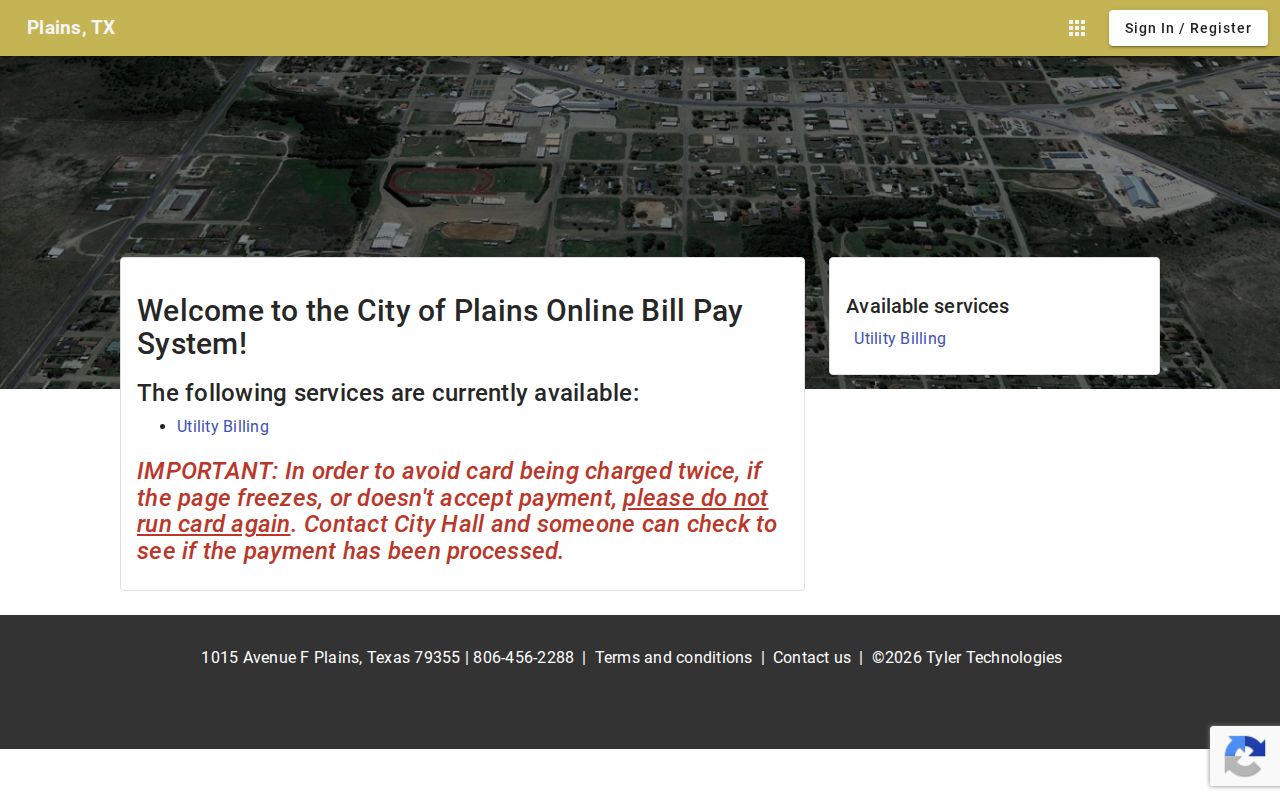 Plains warrant records: separate municipal utility-billing portal, not a court lookup